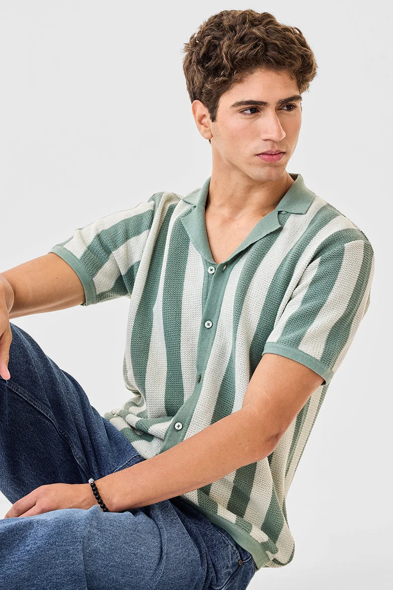 سنيتش 100% Cotton Knitted Stripes Shirt